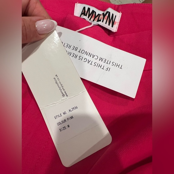 AMYLYNN Pink Alice Straight Leg High Rise Trousers wide leg pants - Picture 3 of 4